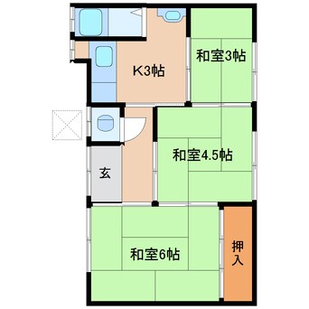 間取図 近鉄難波線・奈良線/近鉄奈良駅 徒歩18分 1階 築50年