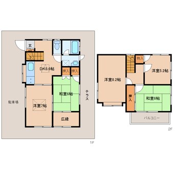 間取図 近鉄難波線・奈良線/近鉄奈良駅 バス12分古市下車:停歩5分 1-2階 築51年