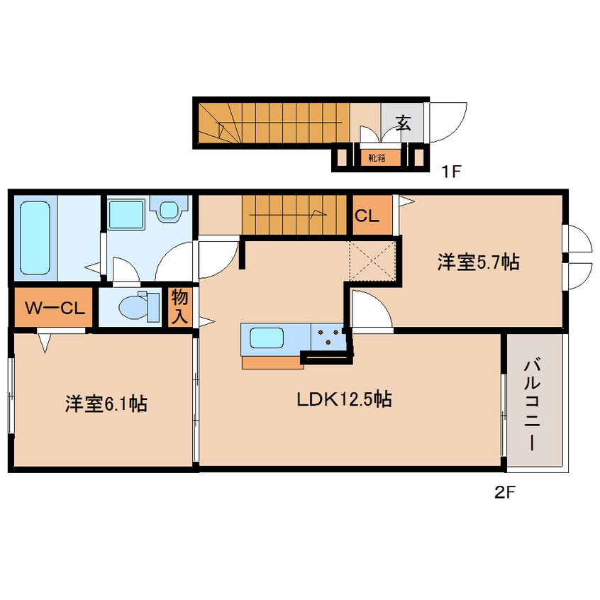 間取図 大和路線・関西本線/加茂駅 徒歩6分 2階 建築中