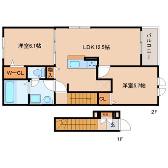 間取図 大和路線・関西本線/加茂駅 徒歩6分 2階 建築中