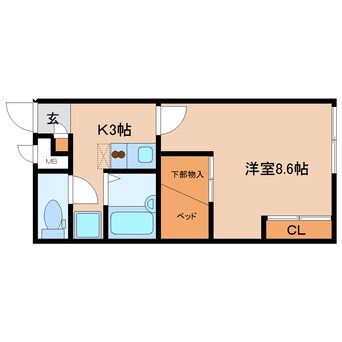 間取図 奈良線/奈良駅 バス14分東九条町東下車:停歩3分 2階 築16年