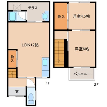 間取図 桜井線<万葉まほろば線>/京終駅 徒歩13分 1-2階 築51年