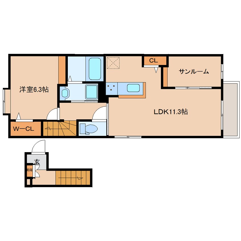 間取図 桜井線<万葉まほろば線>/京終駅 徒歩8分 2階 建築中