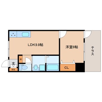 間取図 近鉄難波線・奈良線/新大宮駅 徒歩4分 1階 築46年