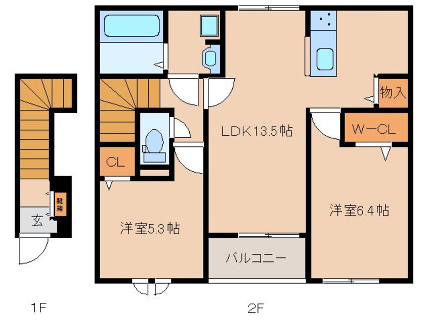 間取図 桜井線<万葉まほろば線>/帯解駅 徒歩24分 2階 1年未満