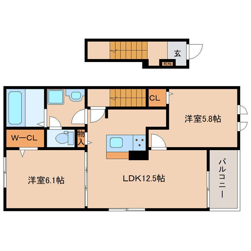 間取図 奈良線/木津駅 徒歩20分 2階 1年未満