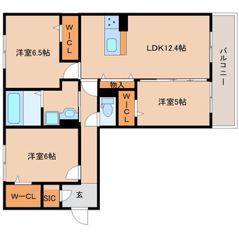 間取図 奈良線/奈良駅 徒歩19分 3階 1年未満