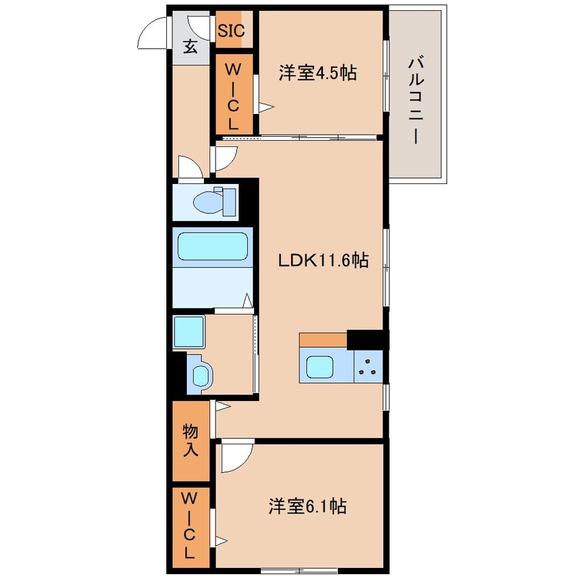 間取図 奈良線/奈良駅 徒歩19分 3階 1年未満