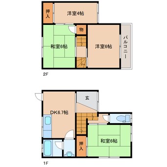 間取図 近鉄難波線・奈良線/新大宮駅 徒歩11分 2階 築45年