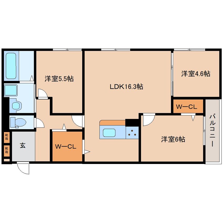 間取図 奈良線/奈良駅 徒歩9分 2階 1年未満
