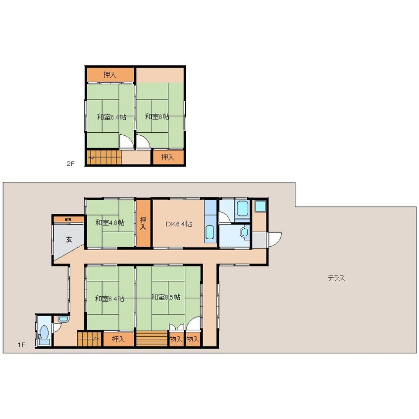 間取図 大和路線・関西本線/奈良駅 徒歩20分 1-2階 築51年