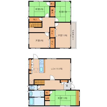 間取図 大和路線・関西本線/加茂駅 徒歩15分 2階 築32年