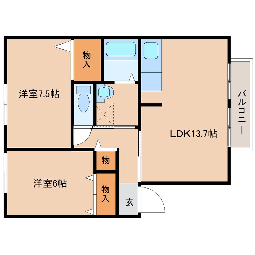 間取図 近鉄大阪線（近畿）/五位堂駅 徒歩10分 2階 築22年