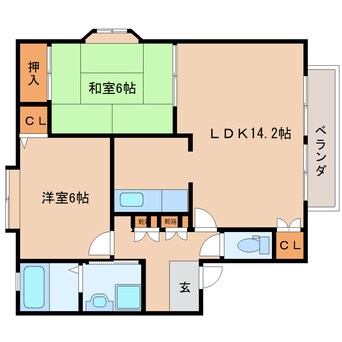 間取図 近鉄大阪線（近畿）/二上駅 徒歩15分 2階 築22年