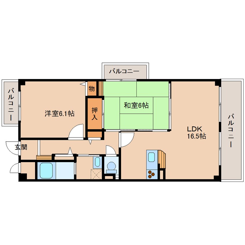 間取図 近鉄大阪線（近畿）/五位堂駅 徒歩2分 3階 築22年