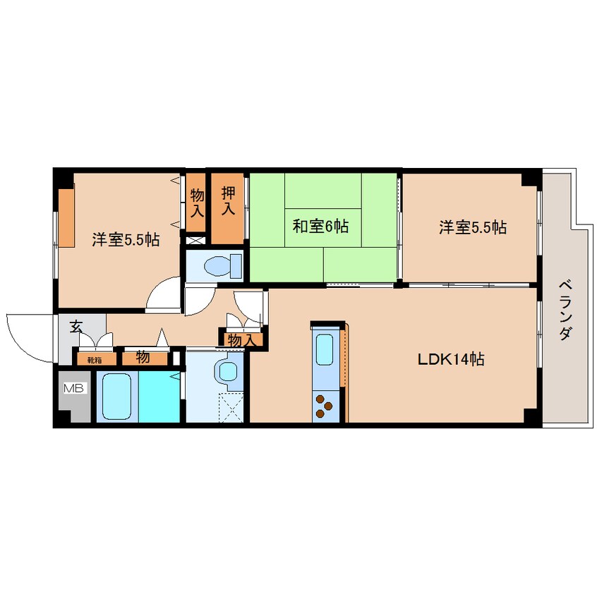 間取図 近鉄大阪線（近畿）/五位堂駅 徒歩1分 3階 築26年