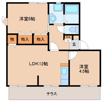 間取図 近鉄大阪線（近畿）/五位堂駅 徒歩12分 1階 築36年