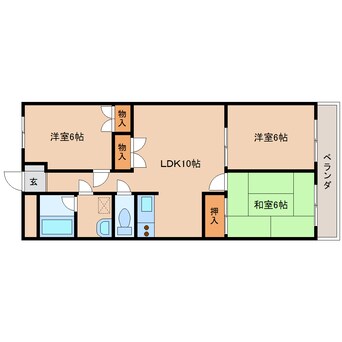 間取図 近鉄大阪線（近畿）/五位堂駅 徒歩18分 3階 築28年