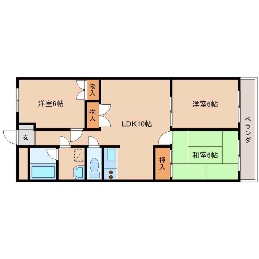 間取図 近鉄大阪線（近畿）/五位堂駅 徒歩18分 3階 築28年