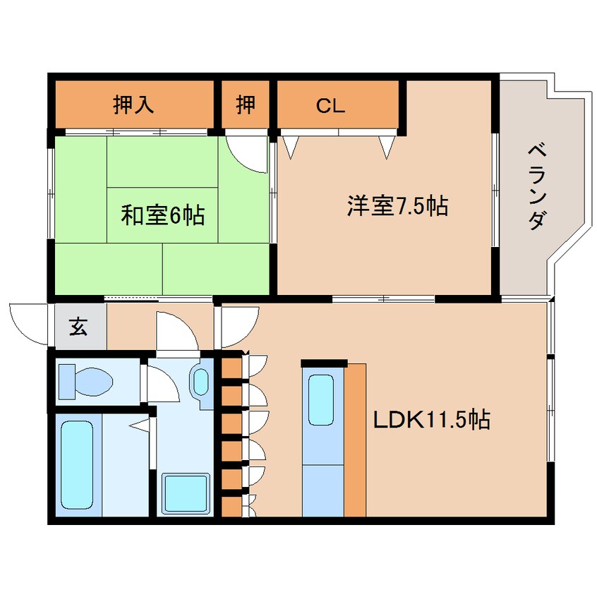 間取図 近鉄大阪線（近畿）/五位堂駅 徒歩25分 4階 築35年