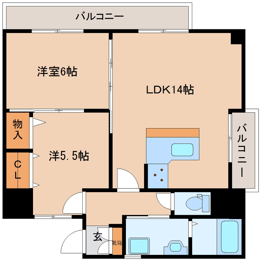 間取図 近鉄大阪線（近畿）/五位堂駅 徒歩2分 3階 築35年