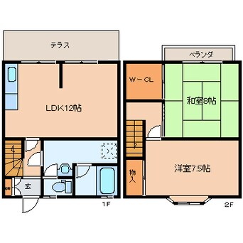 間取図 近鉄大阪線（近畿）/五位堂駅 徒歩6分 1-2階 築26年