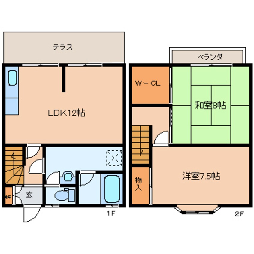 間取図 近鉄大阪線（近畿）/五位堂駅 徒歩6分 1-2階 築26年