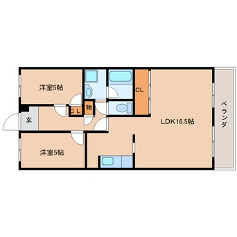 間取図 近鉄大阪線（近畿）/五位堂駅 徒歩18分 1階 築38年