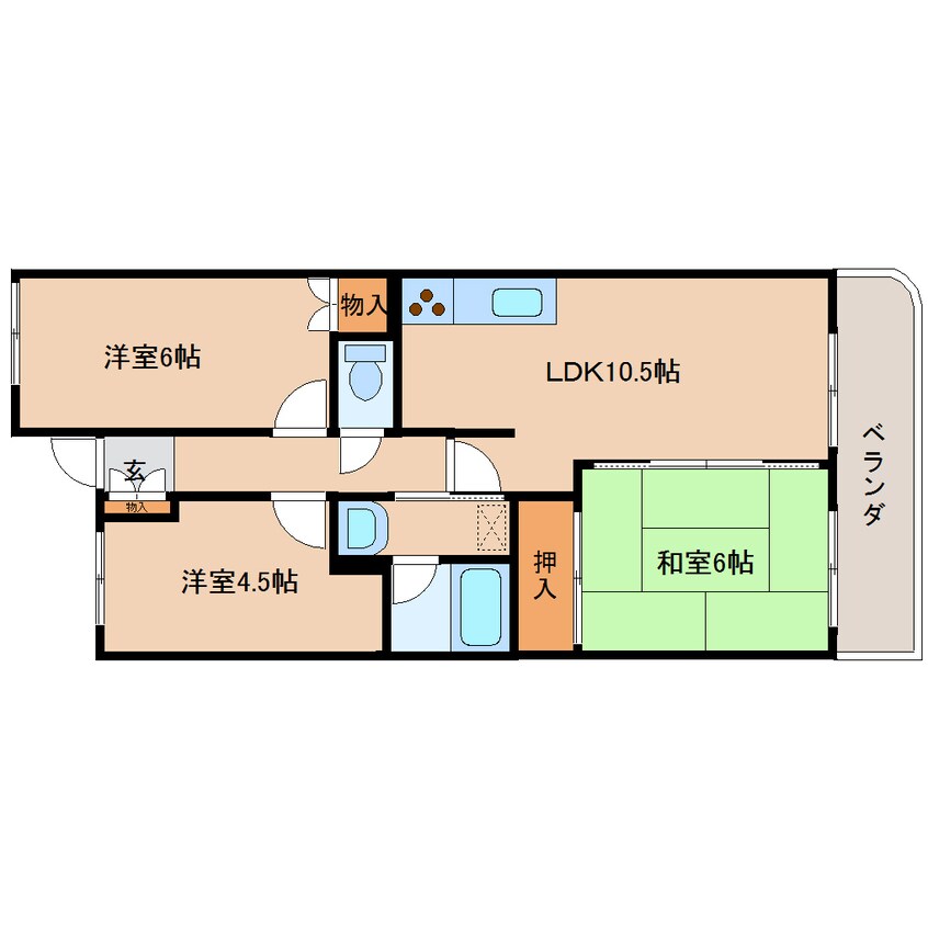 間取図 近鉄大阪線（近畿）/近鉄下田駅 徒歩6分 2階 築33年