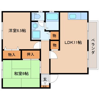 間取図 近鉄大阪線（近畿）/近鉄下田駅 徒歩8分 1階 築28年