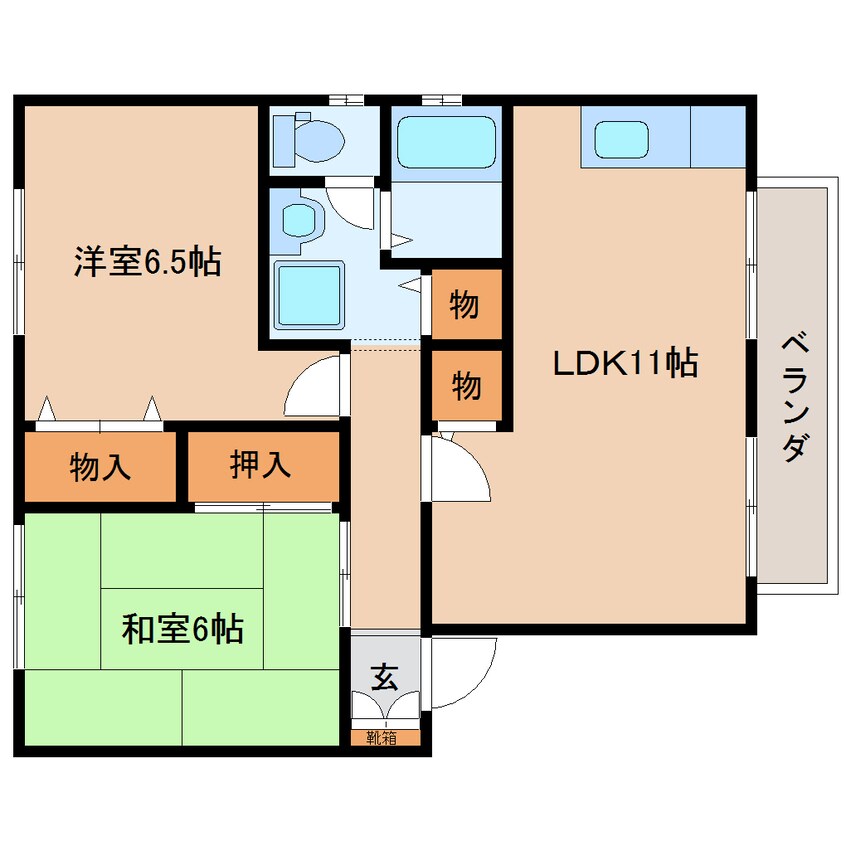 間取図 近鉄大阪線（近畿）/近鉄下田駅 徒歩8分 1階 築28年