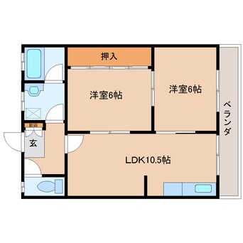 間取図 近鉄大阪線（近畿）/近鉄下田駅 徒歩8分 3階 築38年