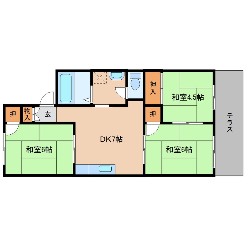 間取図 近鉄大阪線（近畿）/近鉄下田駅 徒歩8分 1階 築32年