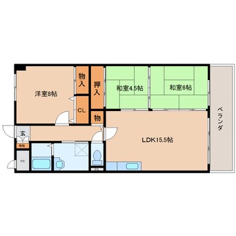 間取図 近鉄大阪線（近畿）/二上駅 徒歩6分 4階 築30年