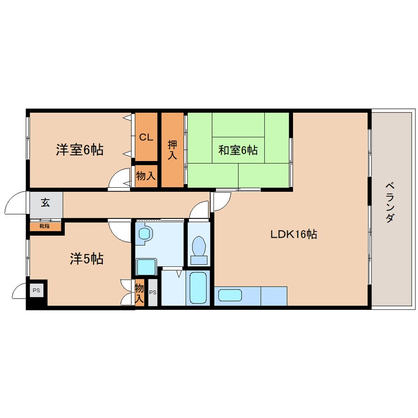 間取図 近鉄大阪線（近畿）/二上駅 徒歩6分 5階 築31年