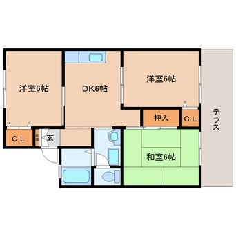 間取図 近鉄大阪線（近畿）/二上駅 徒歩7分 1階 築31年