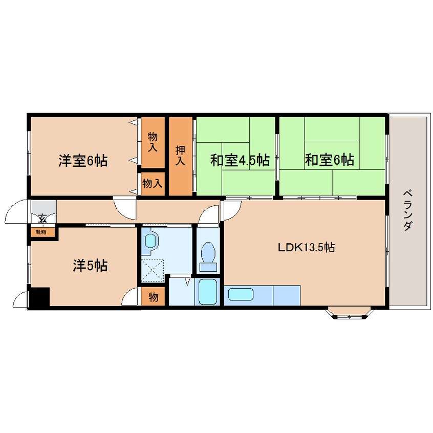 間取図 近鉄大阪線（近畿）/二上駅 徒歩5分 2階 築31年