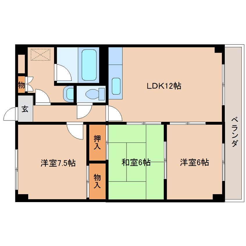 間取図 近鉄大阪線（近畿）/関屋駅 徒歩3分 2階 築25年