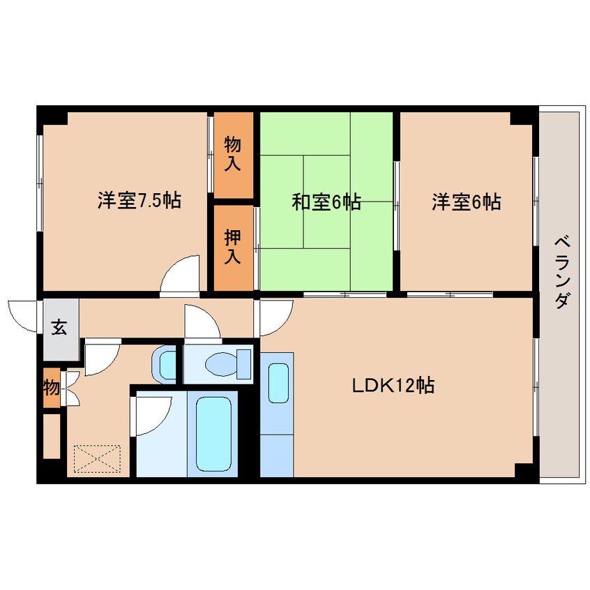 間取図 近鉄大阪線（近畿）/関屋駅 徒歩3分 3階 築25年