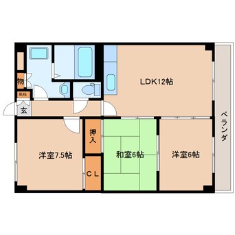 間取図 近鉄大阪線（近畿）/関屋駅 徒歩3分 1階 築25年