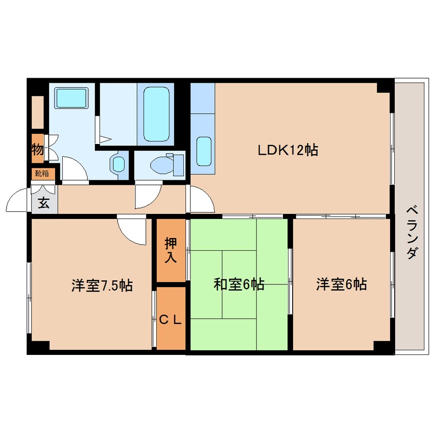 間取図 近鉄大阪線（近畿）/関屋駅 徒歩3分 1階 築25年