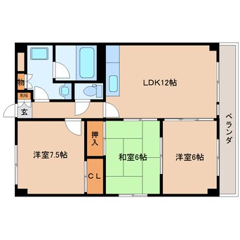 間取図 近鉄大阪線（近畿）/関屋駅 徒歩3分 3階 築25年