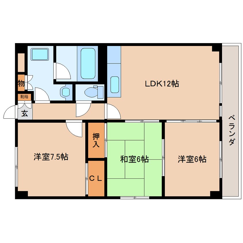 間取図 近鉄大阪線（近畿）/関屋駅 徒歩3分 3階 築25年