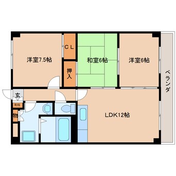 間取図 近鉄大阪線（近畿）/関屋駅 徒歩3分 1階 築25年