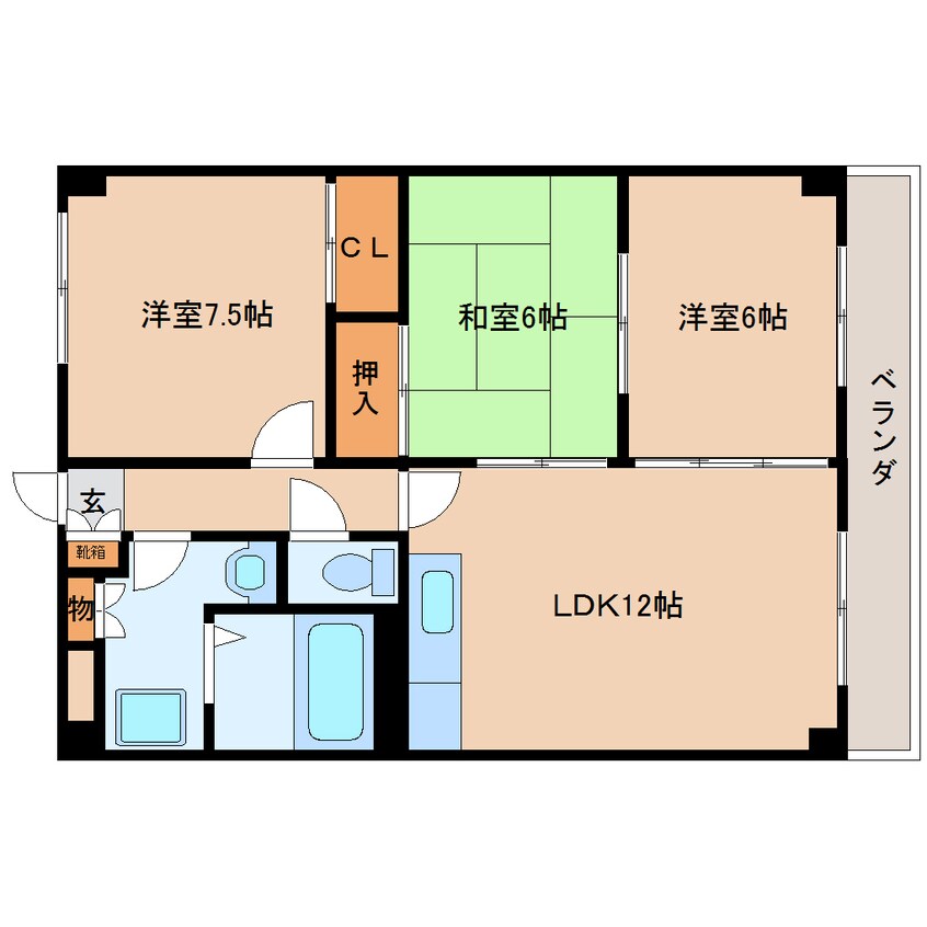 間取図 近鉄大阪線（近畿）/関屋駅 徒歩3分 1階 築25年