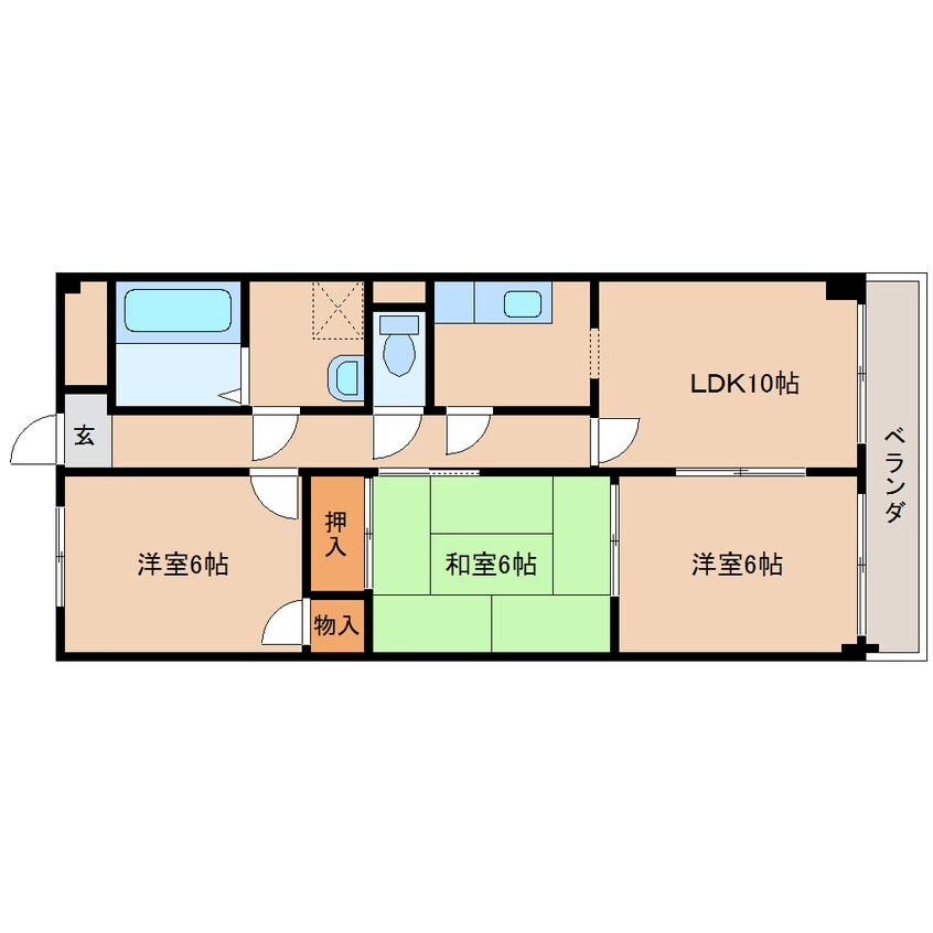 間取図 近鉄大阪線（近畿）/五位堂駅 徒歩2分 2階 築26年