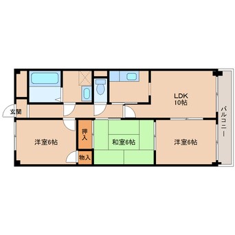 間取図 近鉄大阪線（近畿）/五位堂駅 徒歩2分 4階 築26年