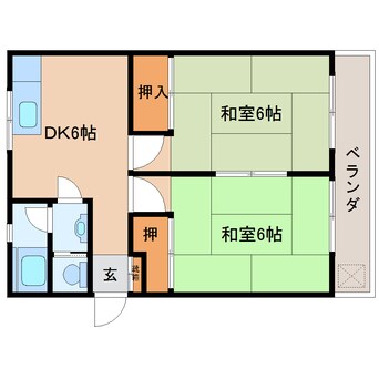 間取図 近鉄大阪線（近畿）/二上駅 徒歩10分 3階 築50年