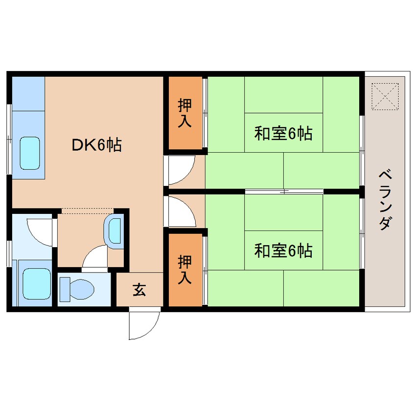 間取図 近鉄大阪線（近畿）/二上駅 徒歩10分 2階 築50年