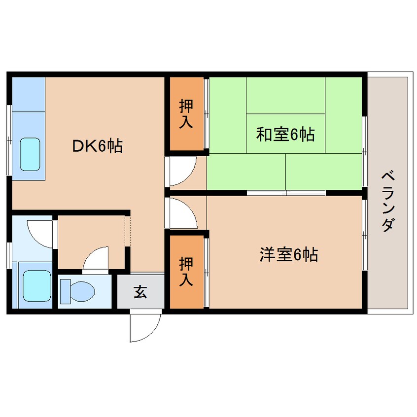 間取図 近鉄大阪線（近畿）/二上駅 徒歩10分 3階 築52年